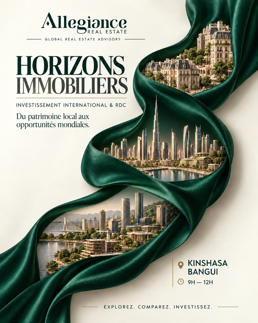 Affiche de la conférence Horizons Immobiliers à Kinshasa et Bangui