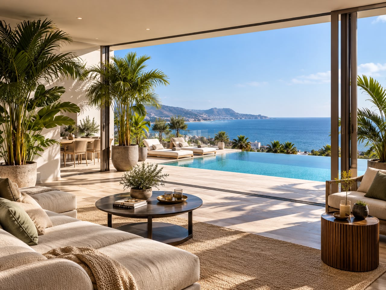 Intérieur luxueux avec vue sur la mer